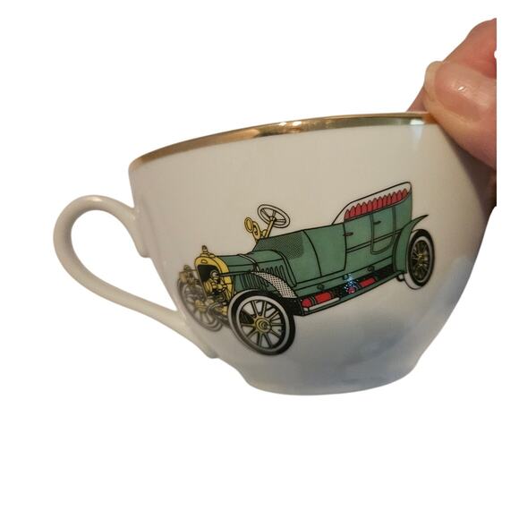 Princess House Porcelain Teacup & Saucer Vintage Car Design Inscribed Gold Trim - Picture 4 of 10